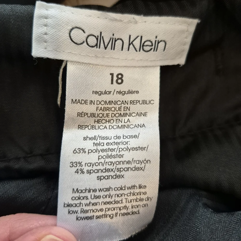 Calvin Klein Black Straight Leg Regular Fit Pants Girls Sz 18
